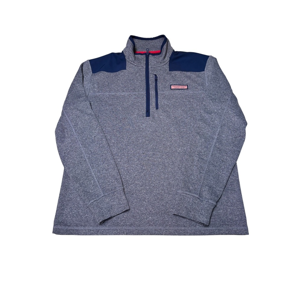 Vineyard Vines Performance Mens M Blue Heathered Quarter‎ Zip Pullover Jacket